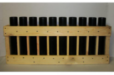 2.5" rack with 10 tubes 16" long. <br>3/4" divider between each tube