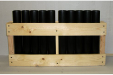 2" rack with 10 tubes, 15" long. <br>One 3/4" divider in middle